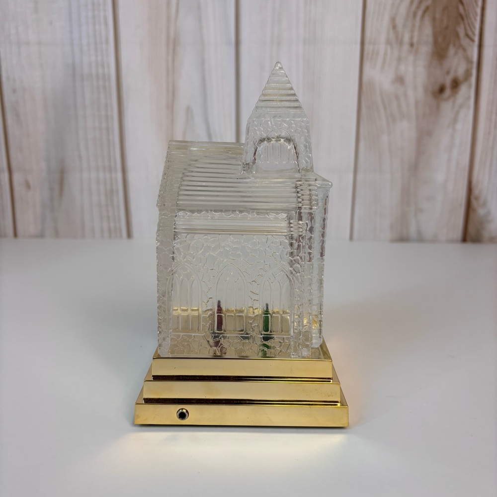 Vintage Musical Light Up Silent Night Church 90's Christmas Glass Collectible - Picture 5 of 15